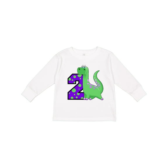 Inktastic 2nd Birthday Dinosaur Boys Long Sleeve Toddler T-Shirt