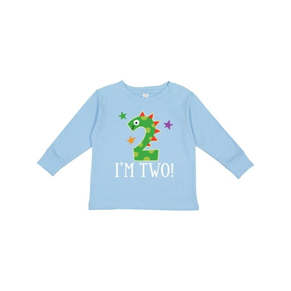 Inktastic 2nd Birthday Dinosaur Party 2 Year Old Boys or Girls Long Sleeve Toddler T-Shirt