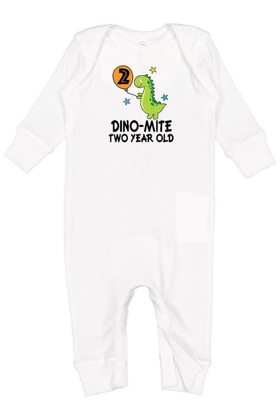 2nd Birthday Dinosaur Party Two Year Old Baby Romper Coveralls