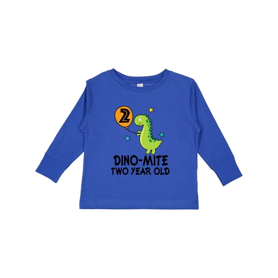 Inktastic 2nd Birthday Dinosaur Party Two Year Old Boys Long Sleeve Toddler T-Shirt