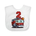 thumbnail image 1 of Inktastic 2nd Birthday Fire Truck Boys or Girls Baby Bib, 1 of 4