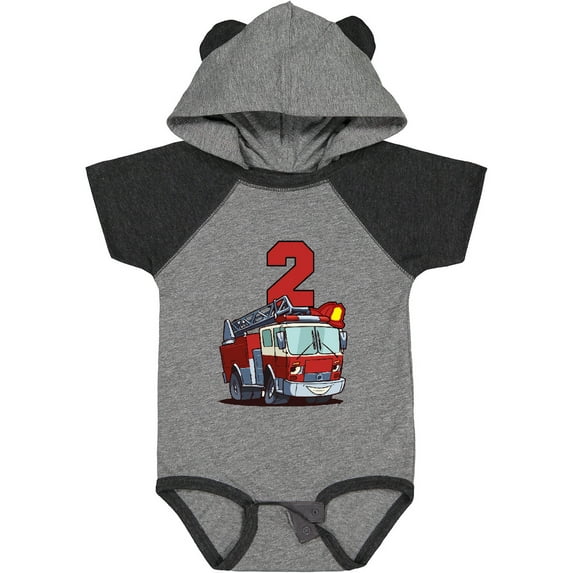 Inktastic 2nd Birthday Fire Truck Boys or Girls Baby Bodysuit