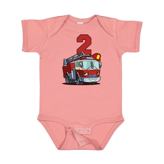 Inktastic 2nd Birthday Fire Truck Boys or Girls Baby Bodysuit