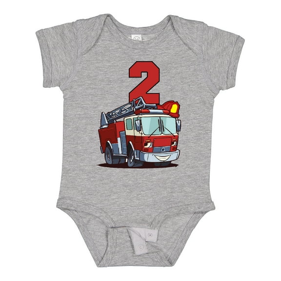 Inktastic 2nd Birthday Fire Truck Boys or Girls Baby Bodysuit