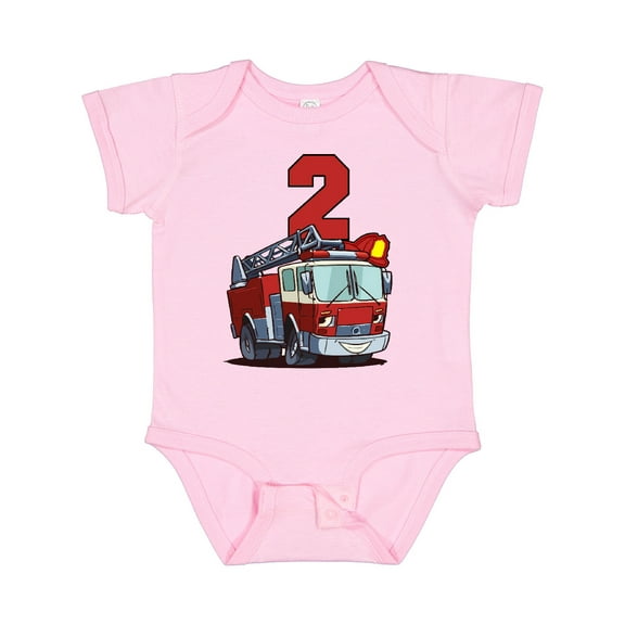 Inktastic 2nd Birthday Fire Truck Boys or Girls Baby Bodysuit