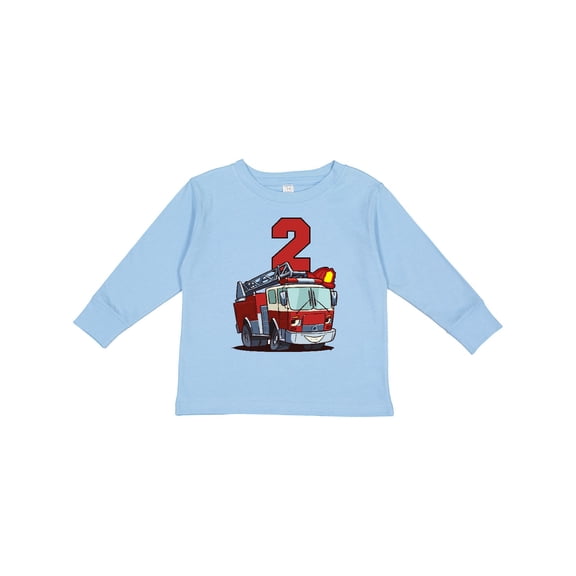 Inktastic 2nd Birthday Fire Truck Boys or Girls Long Sleeve Toddler T-Shirt