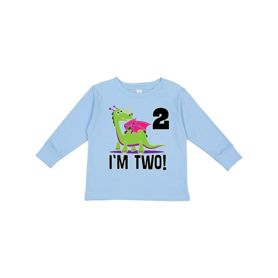 Inktastic 2nd Birthday Girl Dragon Girls Long Sleeve Toddler T-Shirt