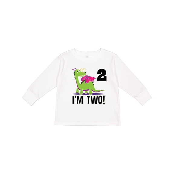 Inktastic 2nd Birthday Girl Dragon Girls Long Sleeve Toddler T-Shirt