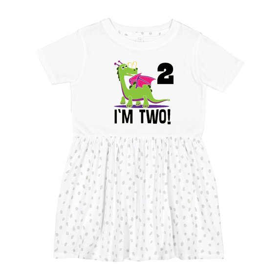Inktastic 2nd Birthday Girl Dragon Girls Toddler Dress