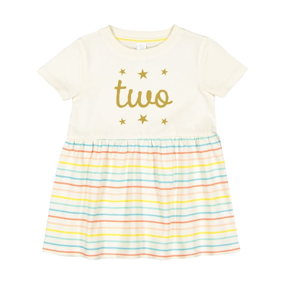 Inktastic 2nd Birthday Gold Two Girls Baby Dress