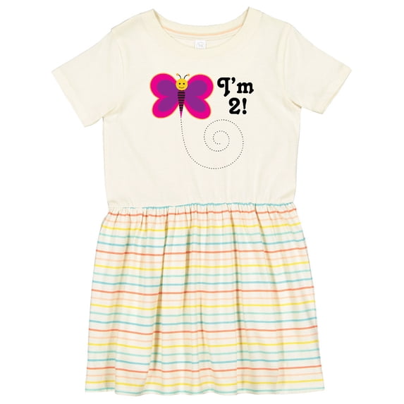 Inktastic 2nd Birthday I'm Two Girls Butterfly Girls Toddler Dress