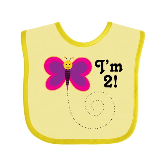 Inktastic 2nd Birthday I'm Two Girls Butterfly Girls Baby Bib