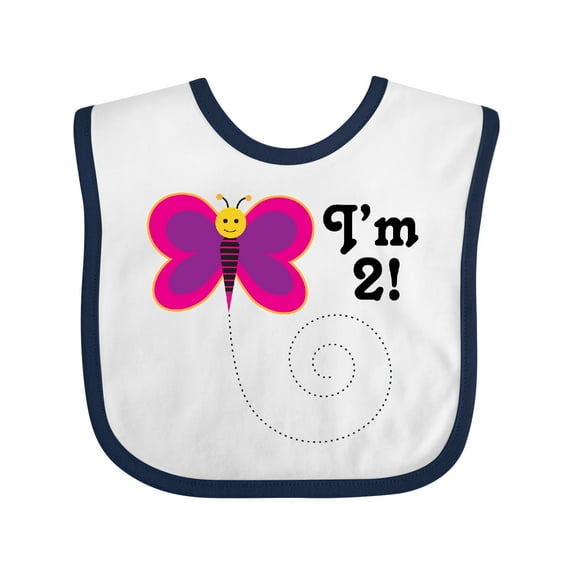 Inktastic 2nd Birthday I'm Two Girls Butterfly Girls Baby Bib