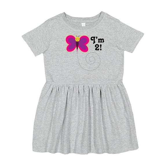Inktastic 2nd Birthday I'm Two Girls Butterfly Girls Toddler Dress