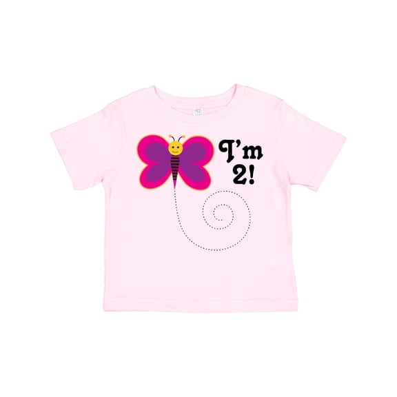 Inktastic 2nd Birthday I'm Two Girls Butterfly Girls Toddler T-Shirt