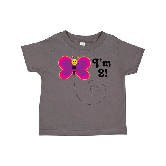 Inktastic 2nd Birthday I'm Two Girls Butterfly Girls Toddler T-Shirt