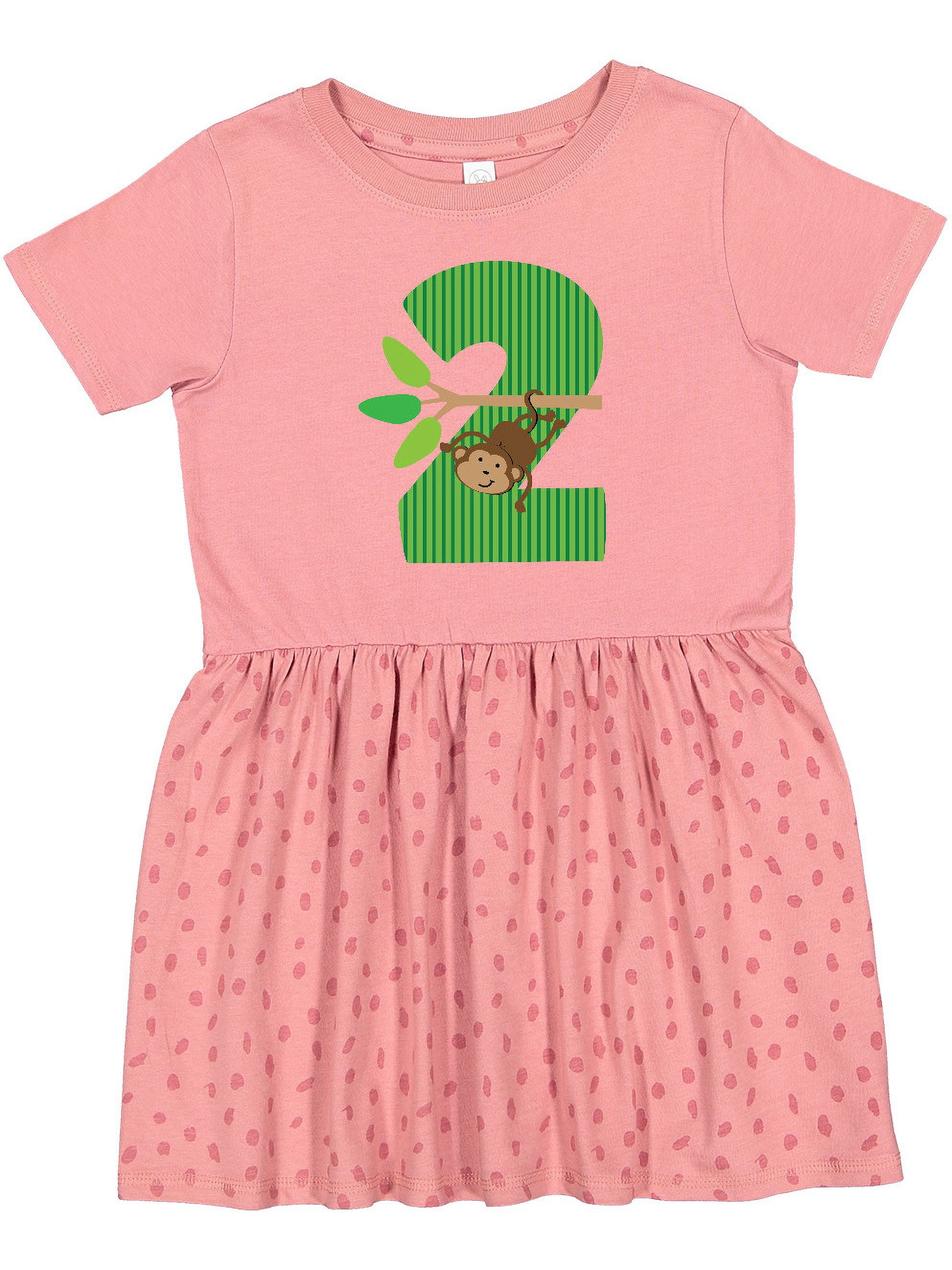 Inktastic 2nd Birthday Jungle Monkey Childs Girls Toddler Dress