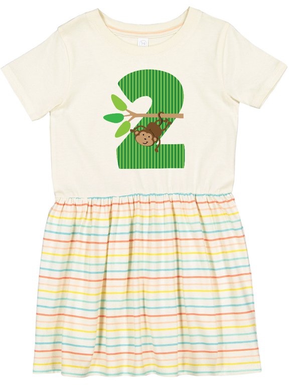 Inktastic 2nd Birthday Jungle Monkey Childs Girls Toddler Dress
