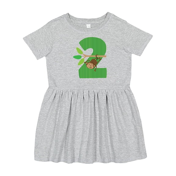 Inktastic 2nd Birthday Jungle Monkey Childs Girls Toddler Dress