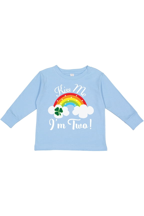 2nd Birthday Kiss Me I'm Two Boys or Girls Long Sleeve Toddler T-Shirt