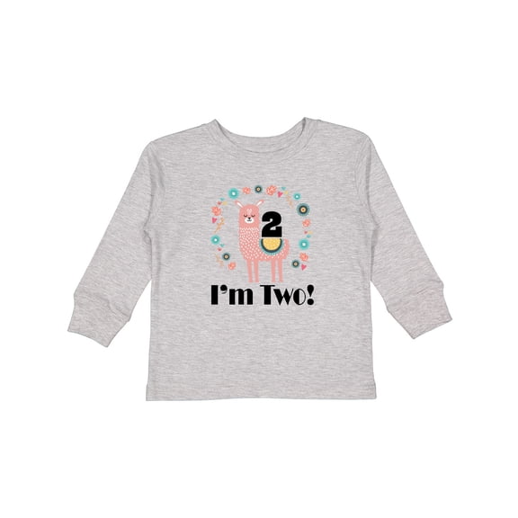 Inktastic 2nd Birthday Llama for Girl Girls Long Sleeve Toddler T-Shirt