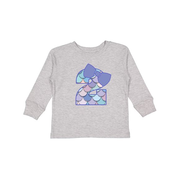 Inktastic 2nd Birthday Mermaid 2 Year Old Girl Girls Long Sleeve Toddler T-Shirt