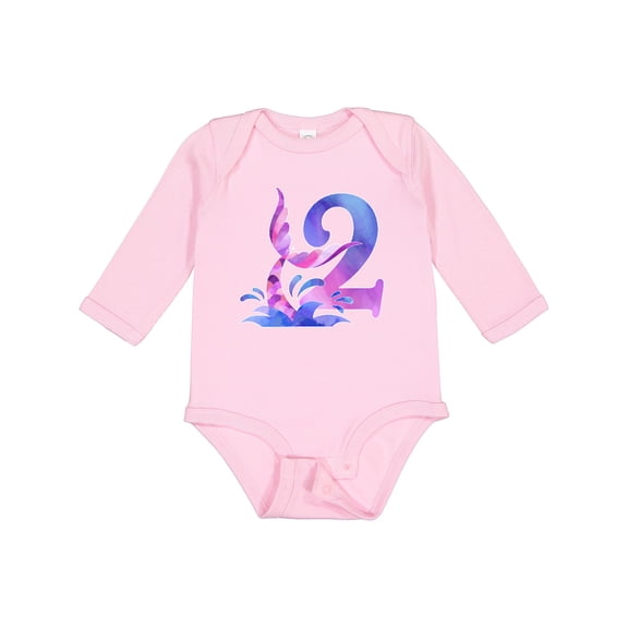 Inktastic 2nd Birthday Mermaid Tail Boys or Girls Long Sleeve Baby Bodysuit