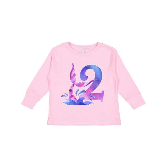 Inktastic 2nd Birthday Mermaid Tail Boys or Girls Long Sleeve Toddler T-Shirt
