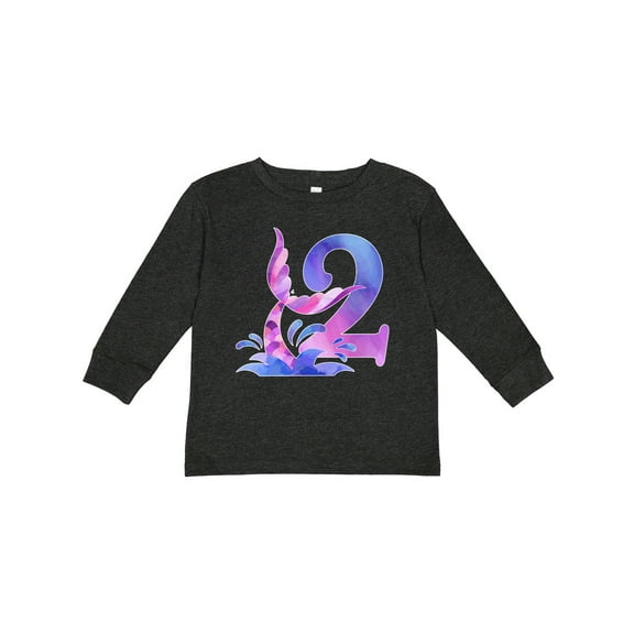 Inktastic 2nd Birthday Mermaid Tail Boys or Girls Long Sleeve Toddler T-Shirt
