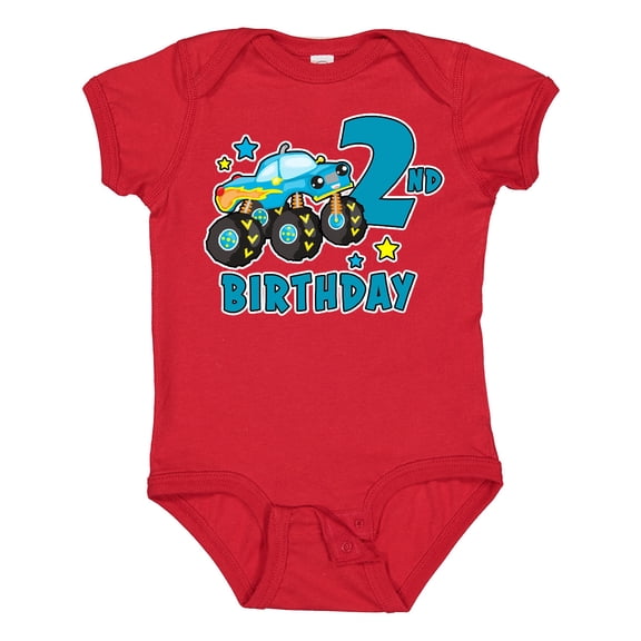 Inktastic 2nd Birthday Monster Truck Boys Baby Bodysuit
