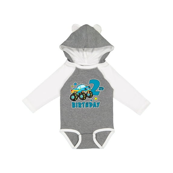 Inktastic 2nd Birthday Monster Truck Boys Long Sleeve Baby Bodysuit