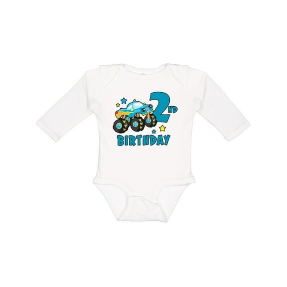 Inktastic 2nd Birthday Monster Truck Boys Long Sleeve Baby Bodysuit