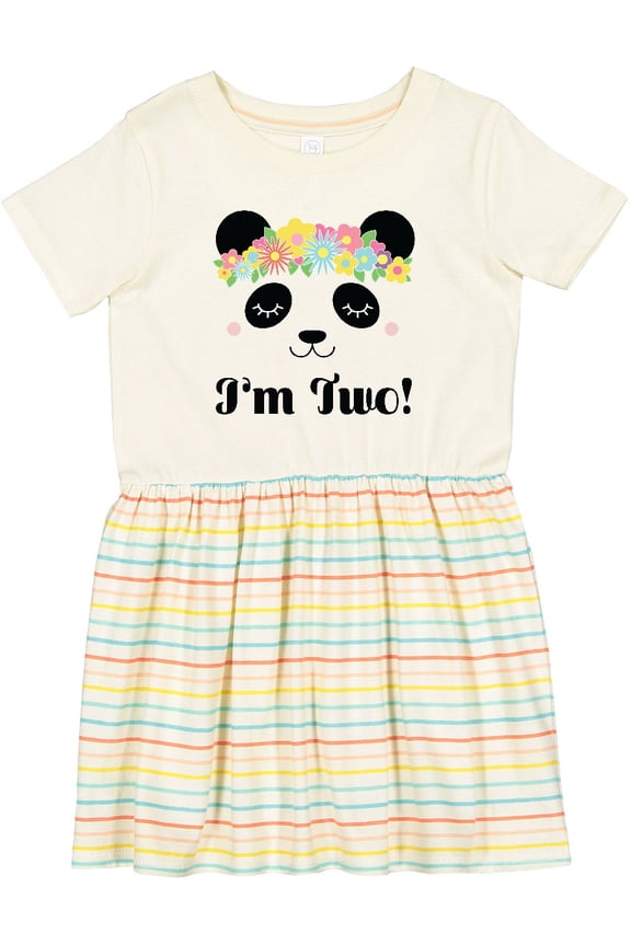 2nd Birthday Panda Face 2 Year Old Girl Girls Toddler Dress