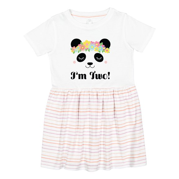 Inktastic 2nd Birthday Panda Face 2 Year Old Girl Girls Toddler Dress