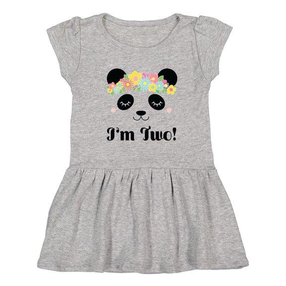 Inktastic 2nd Birthday Panda Face 2 Year Old Girl Girls Toddler Dress