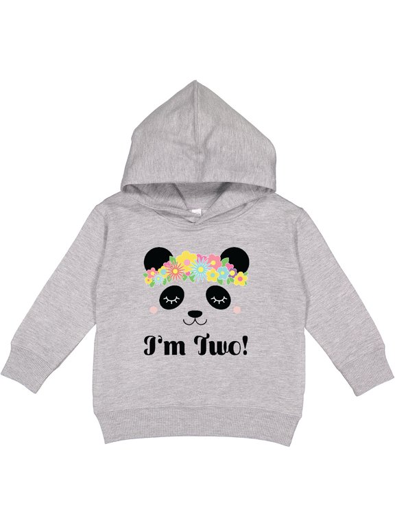 2nd Birthday Panda Face 2 Year Old Girl Toddler Hoodie