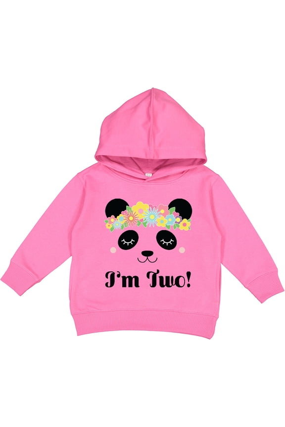 2nd Birthday Panda Face 2 Year Old Girl Toddler Hoodie