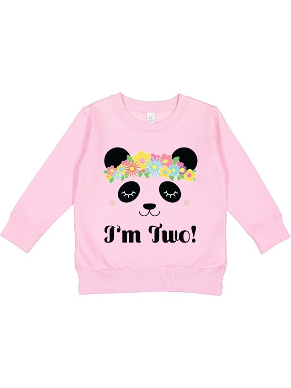 2nd Birthday Panda Face 2 Year Old Girl Toddler Sweatshirt