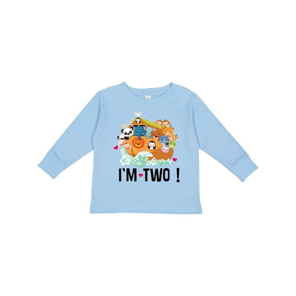 Inktastic 2nd Birthday Party Animal Ark Boys or Girls Long Sleeve Toddler T-Shirt