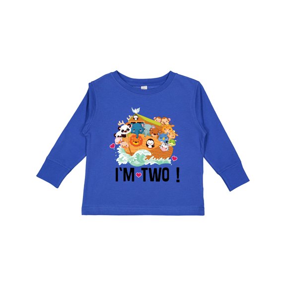 Inktastic 2nd Birthday Party Animal Ark Boys or Girls Long Sleeve Toddler T-Shirt