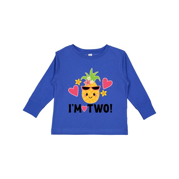 Inktastic 2nd Birthday Pineapple Girls Hawaiian Girls Long Sleeve Toddler T-Shirt