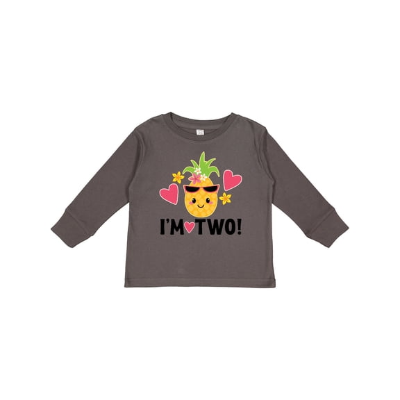 Inktastic 2nd Birthday Pineapple Girls Hawaiian Girls Long Sleeve Toddler T-Shirt