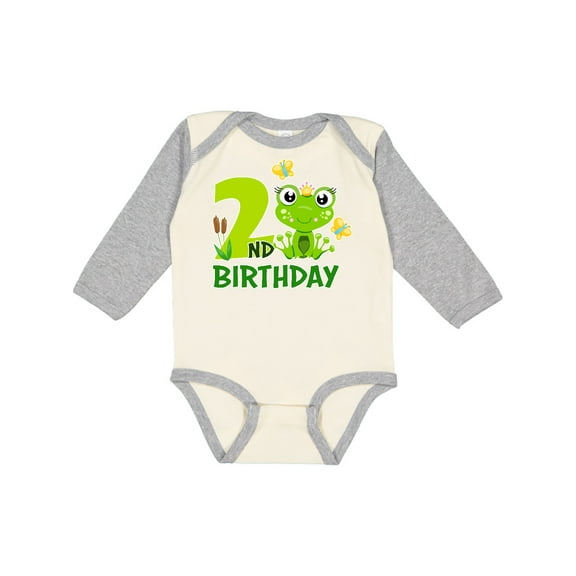 Inktastic 2nd Birthday Princess Frog Girls Long Sleeve Baby Bodysuit