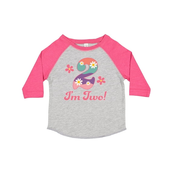 Inktastic 2nd Birthday Retro Flowers 2 Year Old Girl Girls Toddler T-Shirt