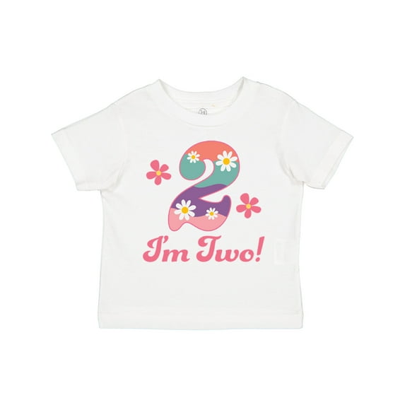 Inktastic 2nd Birthday Retro Flowers 2 Year Old Girl Girls Toddler T-Shirt