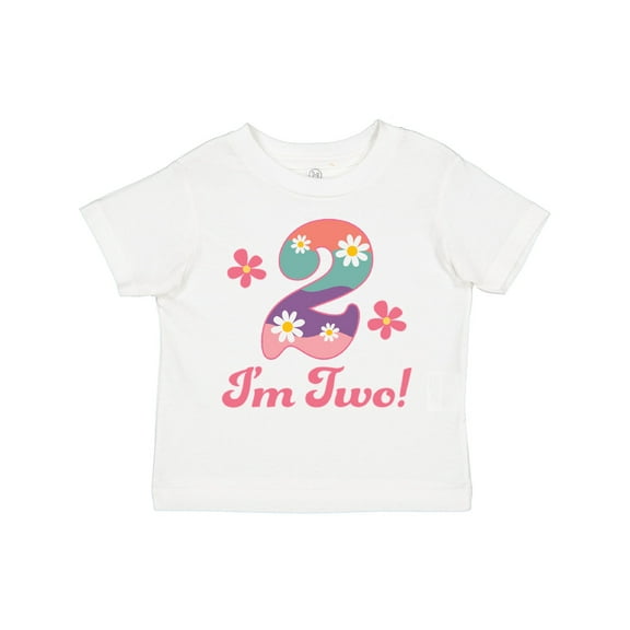 Inktastic 2nd Birthday Retro Flowers 2 Year Old Girl Girls Toddler T-Shirt