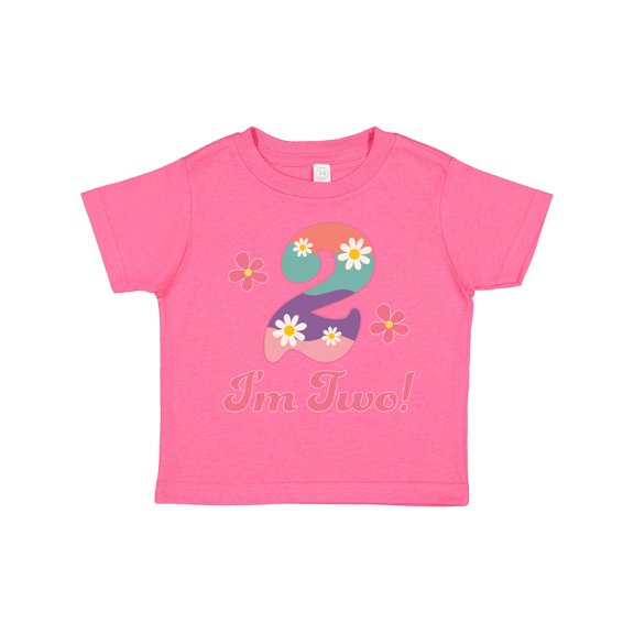 Inktastic 2nd Birthday Retro Flowers 2 Year Old Girl Girls Toddler T-Shirt