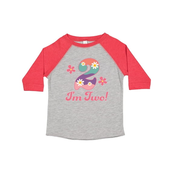 Inktastic 2nd Birthday Retro Flowers 2 Year Old Girl Girls Toddler T-Shirt