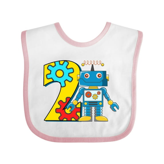 Inktastic 2nd Birthday Robot Boys or Girls Baby Bib