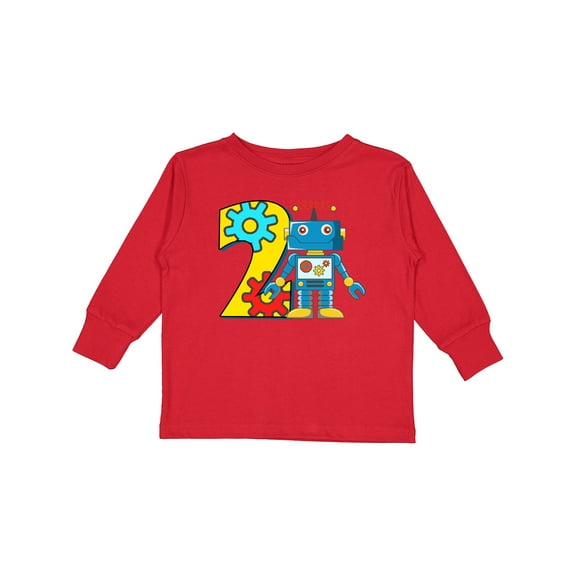Inktastic 2nd Birthday Robot Boys or Girls Long Sleeve Toddler T-Shirt
